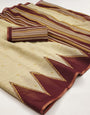 Glowing Beige Printed Cotton Silk Saree With Intricate Blouse Piece