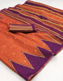 Piquant Orange Printed Cotton Silk Saree With Ineffable Blouse Piece