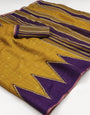 Effulgent Mustard Printed Cotton Silk Saree With Jubilant Blouse Piece