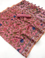 Majestic Pink Printed Cotton Silk Saree With Demure Blouse Piece
