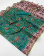 Admirable Rama Printed Cotton Silk Saree With Petrichor Blouse Piece