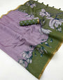 Exemplary Lavender Printed Cotton Silk Saree With Excellent Blouse Piece