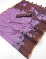 Staring Lavender Printed Cotton Silk Saree With Luxuriant Blouse Piece