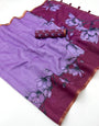 Lovely Lavender Printed Cotton Silk Saree With Surpassing Blouse Piece