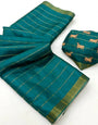 Ailurophile Rama Printed Tussar Silk Saree With Angelic Blouse Piece