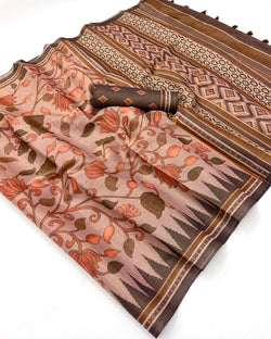 Inimitable Pink Printed Cotton Silk Saree With Fancifull Blouse Piece