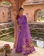Inspiring Lavender Pure Munga Cotton Silk Saree With Exuberant Blouse Piece
