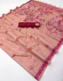 Demanding Pink Pure Munga Cotton Silk Saree With Elegant Blouse Piece