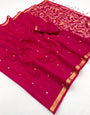Dulcet Dark Pink Pure Munga Cotton Saree With Desultory Blouse Piece