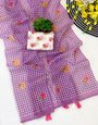 Seraglio Purple Printed Linen Silk Saree With Incomparable Blouse Piece