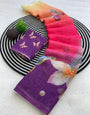 Flameboyant Multicolor Printed Linen Silk Saree With Refreshing Blouse Piece