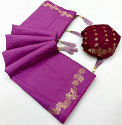 Nebula Purple Viscose Cotton Silk Saree With Sempiternal Blouse Piece