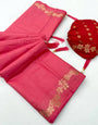 Panache Dark Pink Viscose Cotton Silk Saree With Flattering Blouse Piece