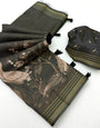 Lissome Dark Green Printed Cotton Silk Saree With Majesty Blouse Piece