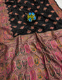 Splendorous Black Pashmina Silk Saree With Traditional Blouse Piece