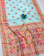 Ideal Sky Pashmina Silk Saree With Propinquity Blouse Piece