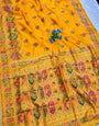 Stunner Yellow Pashmina Silk Saree With Divine Blouse Piece