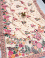 Elaborate Beige Pashmina Silk Saree With Imaginative Blouse Piece