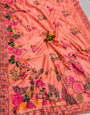 Ethnic Peach Pashmina Silk Saree With Prettiest Blouse Piece