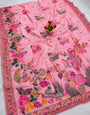 Tremendous Pink Pashmina Silk Saree With Energetic Blouse Piece