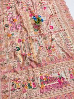 Nebula Beige Pashmina Silk Saree With Ratatouille Blouse Piece