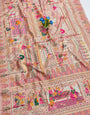 Nebula Beige Pashmina Silk Saree With Ratatouille Blouse Piece