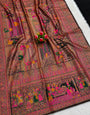 Beautiful Black Pashmina Silk Saree With Devastating Blouse Piece