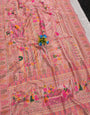 Embellished Pink Pashmina Silk Saree With Hypnotic Blouse Piece