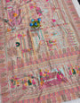 Eclat Sky Pashmina Silk Saree With Staring Blouse Piece