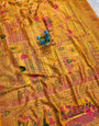 Palimpsest Yellow Pashmina Silk Saree With Gleaming Blouse Piece