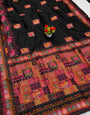 Amiable Black Pashmina Silk Saree With Angelic Blouse Piece