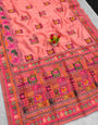 Prodigal Peach Pashmina Silk Saree With Glittering Blouse Piece