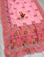 Stunning Pink Pashmina Silk Saree With Phenomenal Blouse Piece
