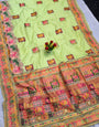 Sophisticated Pista Pashmina Silk Saree With Engrossing Blouse Piece
