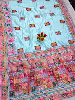 Aplomb Sky Pashmina Silk Saree With Sensational Blouse Piece