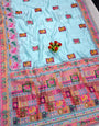 Aplomb Sky Pashmina Silk Saree With Sensational Blouse Piece