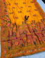 Vestigial Yellow Pashmina Silk Saree With Gorgeous Blouse Piece