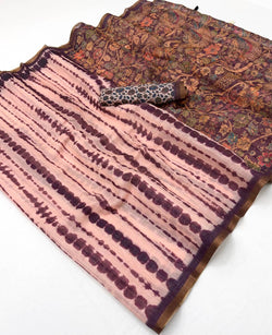 Evanescent Pink Printed Cotton Silk Saree With Epiphany Blouse Piece
