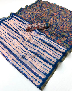 Pretty Baby Pink Printed Cotton Silk Saree With Alluring Blouse Piece