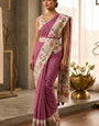 Scrumptious Pink Printed Cotton Silk Saree With Moiety Blouse Piece