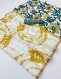 Winsome Off White Printed Cotton Silk Saree With Ideal Blouse Piece