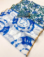 Devastating Off White Printed Cotton Silk Saree With Epiphany Blouse Piece
