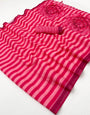 Tremendous Dark Pink Printed Cotton Silk Saree With Eloquence Blouse Piece