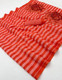Magnetic Red Printed Cotton Silk Saree With Smashing Blouse Piece