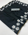 Rhapsody Black Printed Cotton Silk Saree With Aplomb Blouse Piece