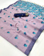 Resplendent Lavender Pure Munga Cotton Silk Saree With Proficient Blouse Piece