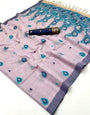 Arresting Lavender Pure Munga Cotton Silk Saree With Energetic Blouse Piece