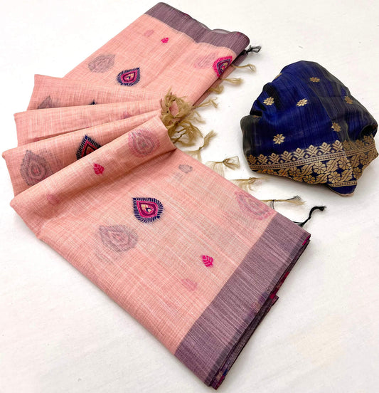Admirable Pink Pure Munga Cotton Silk Saree With Petrichor Blouse Piece