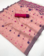 Vivacious Pink Pure Munga Cotton Silk Saree With Tantalizing Blouse Piece