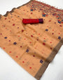 Cynosure Peach Pure Munga Cotton Silk Saree With Beauteous Blouse Piece